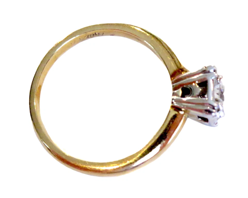 DIAMOND Antique ENGAGEMENT Ring 14K 2 COLOR Gold - Image 4 of 4