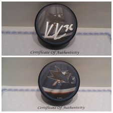 Kaapo Kahkonen Autographed Signed San Jose Sharks Puck COA Reverse Retro Puck