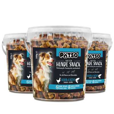 Pätso Hundesnack Trainingssnack 3x500g Huhn+Lachs - Soft Bone Kausnack Leckerli