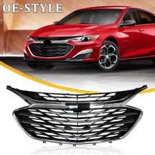 Fit 2019-2023 Chevrolet Malibu 3PCs Chrome Front Bumper Upper Lower Grill Grille