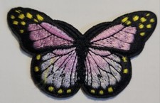 3" Pink w/ Gold Monarch Butterfly Patch Iron-On/Sew-On Embroidered