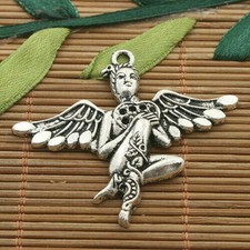 6pcs Antiqued Silver Color Angel Design Charms 40x45mm H3275