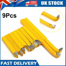 9pcs 3/8" Carbide Tip Tipped Cutter Tool Bit Cutting Set for Metal Lathe Tooling