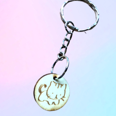 Holzscheibe Pyro Kätzchen Katze Design Schlüsselanhänger Geschenk Strumpf Füller Q618