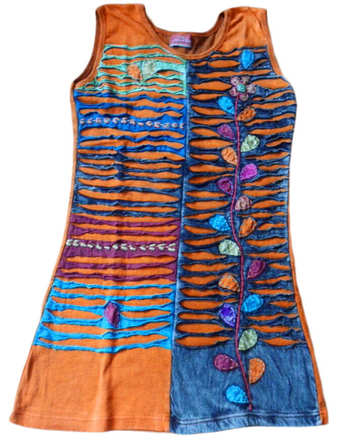 razor cut dress Women's Cotton Lycra Tie Dye Steal Your Face Print Razor Cut Long Sleeve Mini Dress w/Open Back Braid & Steal Your Face Embroidery