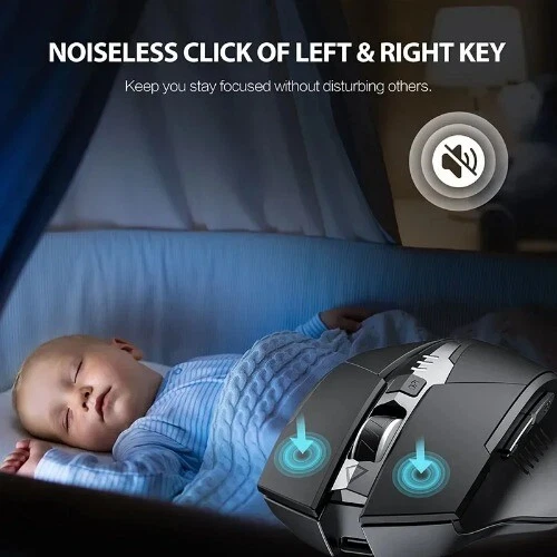 2.4G Wireless Mouse 500mAh Ergonomic Rechargeable Power Display Silent Laptop - Image 3 of 4