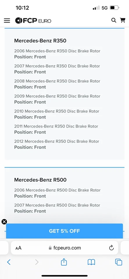 Передние тормозные колодки + роторы Mercedes Benz для Ml350 и R-класса - Изображение 4 из 4