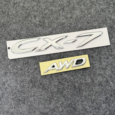 2x Chrome For MAZ-DA CX-7+ AWD Car Rear Trunk Lid Emblem Badge Nameplate Sticker