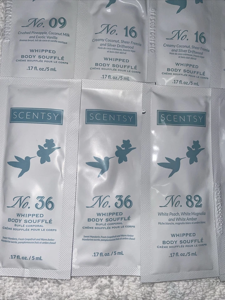 Scentsy Cuerpo Batido Soufflé Muestras Viaje Tamaño .17 Fl Oz Lote De 8 Nuevo Foto 2 de 3