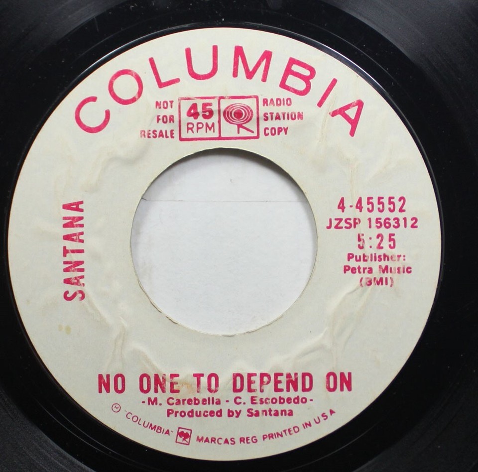Rock Promo 45 Santana - No One To Depend On / No One To Depend On On ...