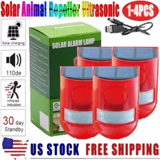 1/2/4x Solar Alarm LED Light Solar Strobe Light Wireless Motion Sensor Detector