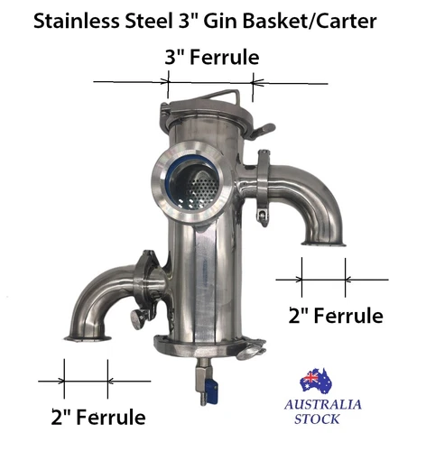 Post Postion S.S 3" Gin Basket/Carter for Modular Pot still with 2" T.C Fittings