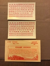 Champ Decals HO Scale Alphabet & Numeral Set L-132: Express Red 1/8”