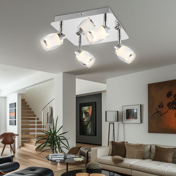 Led Design Decken Lampe Spot Strahler Beweglich Leuchte Chrom Glas Beleuchtung-image