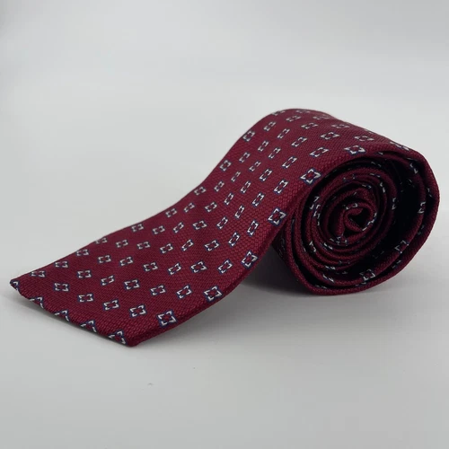 Brooks Brothers Silk Necktie Burgundy Geometric Pattern