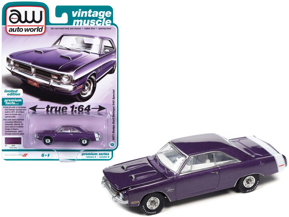 1971 Dodge Dart Swinger 340 Plum Crazy Purple 1/64 by Auto World