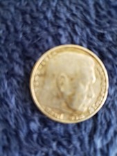 Germany 2 Reichsmark 1938 J. Genuine Silver Coin. Third Reich Hindenburg.