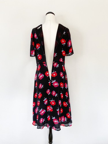 MARCS floral silk crepe short sleeve A-line party work dress / sz 8 - Picture 5 of 7