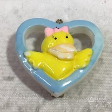Vintage Plastic Barrette with Metal Clip Duck in a Heart