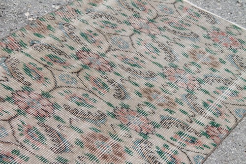 2x6 ft Handmade Floral Turkish Beige Green Low Pile Runner Rug Vintage Southwest - Picture 8 of 10