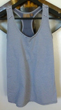 Athleta Activewear Tank Top Women s M Gray White Striped Scoop Racerback Bra