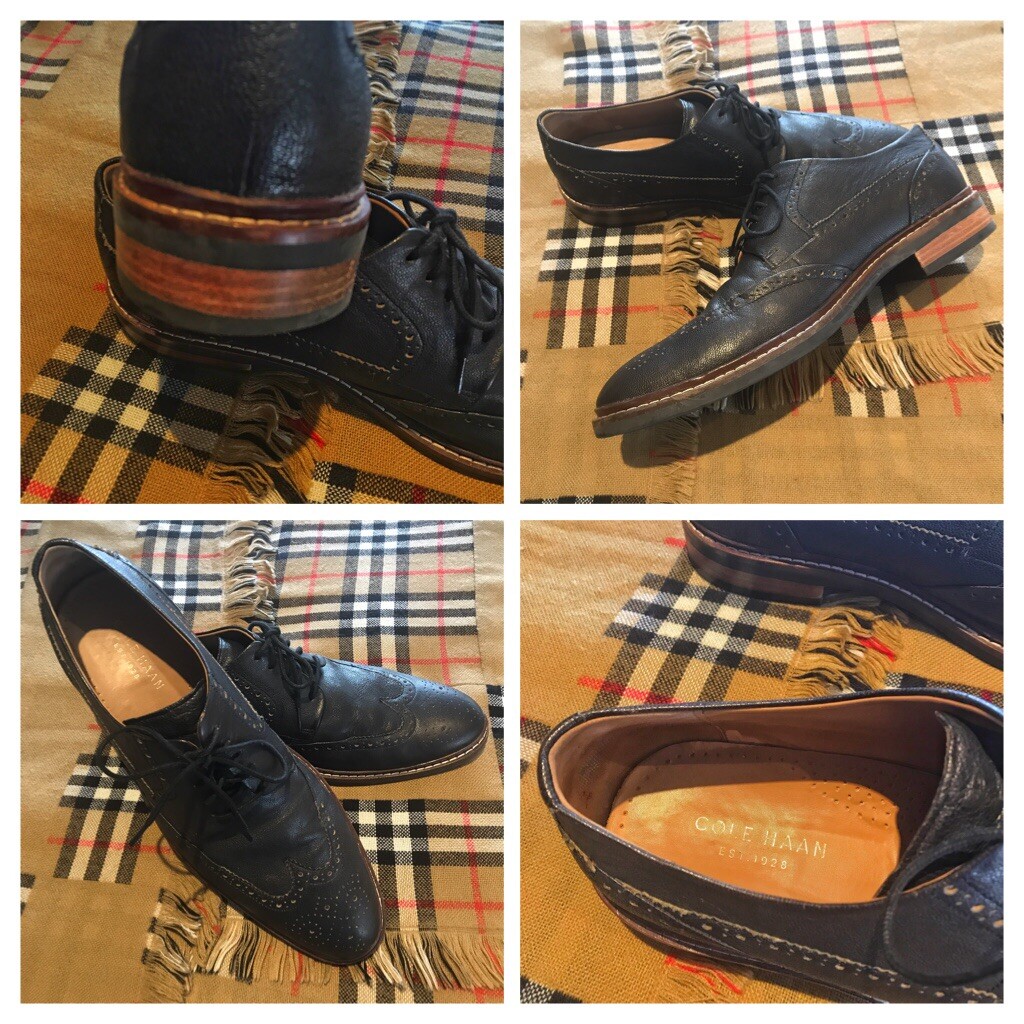 SAOLA WARREN WELT WING COLE HAAN MEN'S OX BLACK MILLED Sz 10M