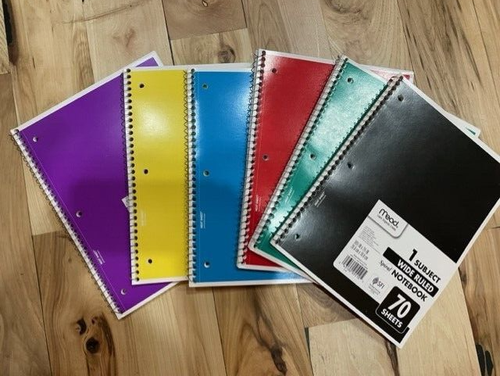 6 Mead Spiral Bound 1 Subject Notebook, Wide Ruled, 70 Sheets (MEA05510) -qty 6 - 第 1/2 張圖片