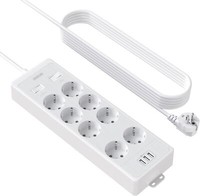 8 Fach Steckdosenleiste Mehrfachsteckdose Mehrfachstecker Wandmontage 3M Kabel