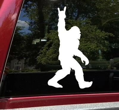 MINGLEWOOD TRADING Bigfoot Metal Horns Vinyl Decal - Hand Devil Sign Sasquatch - Die Cut Sticker