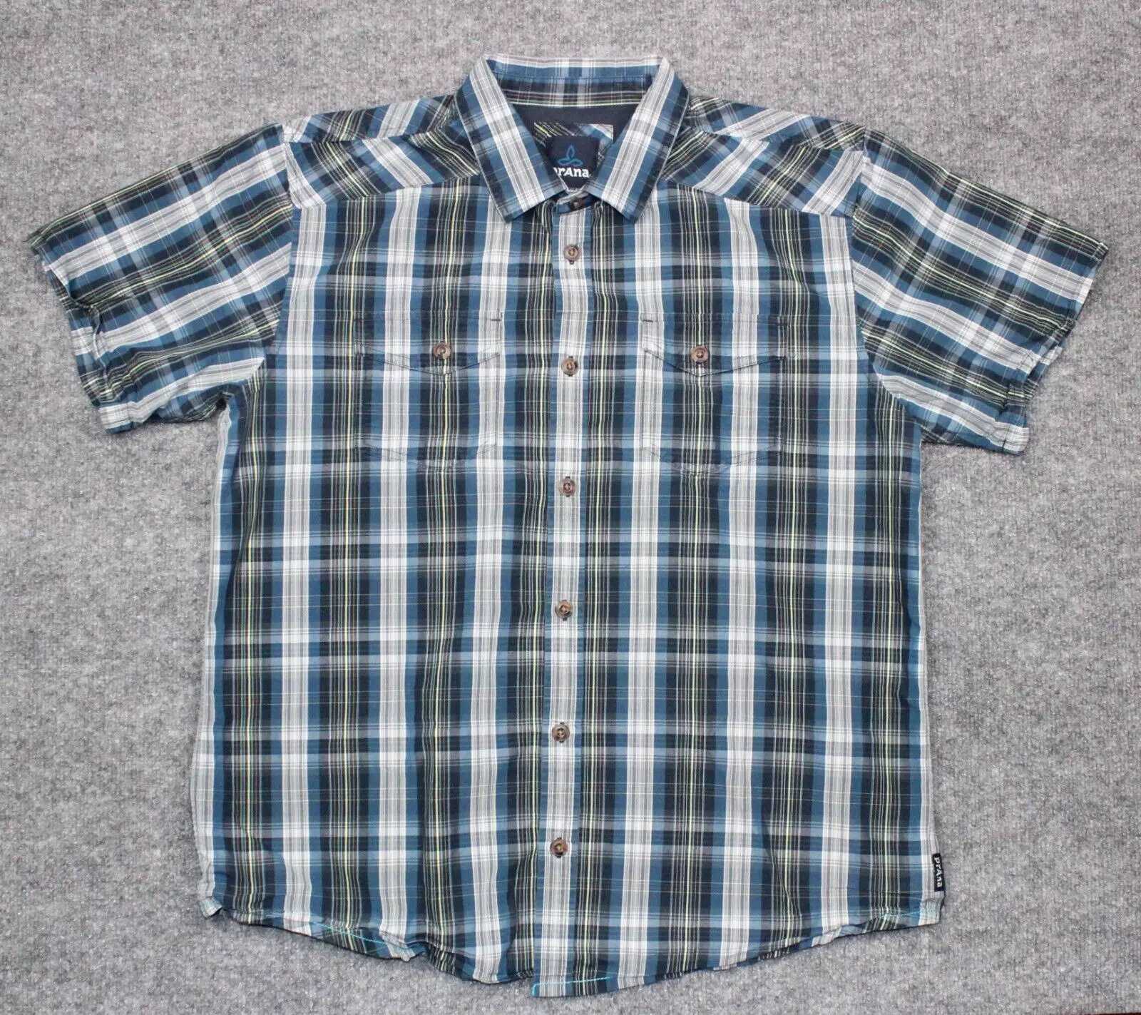 prana button up plaid short sleeve outdoor hiking organic shirt
