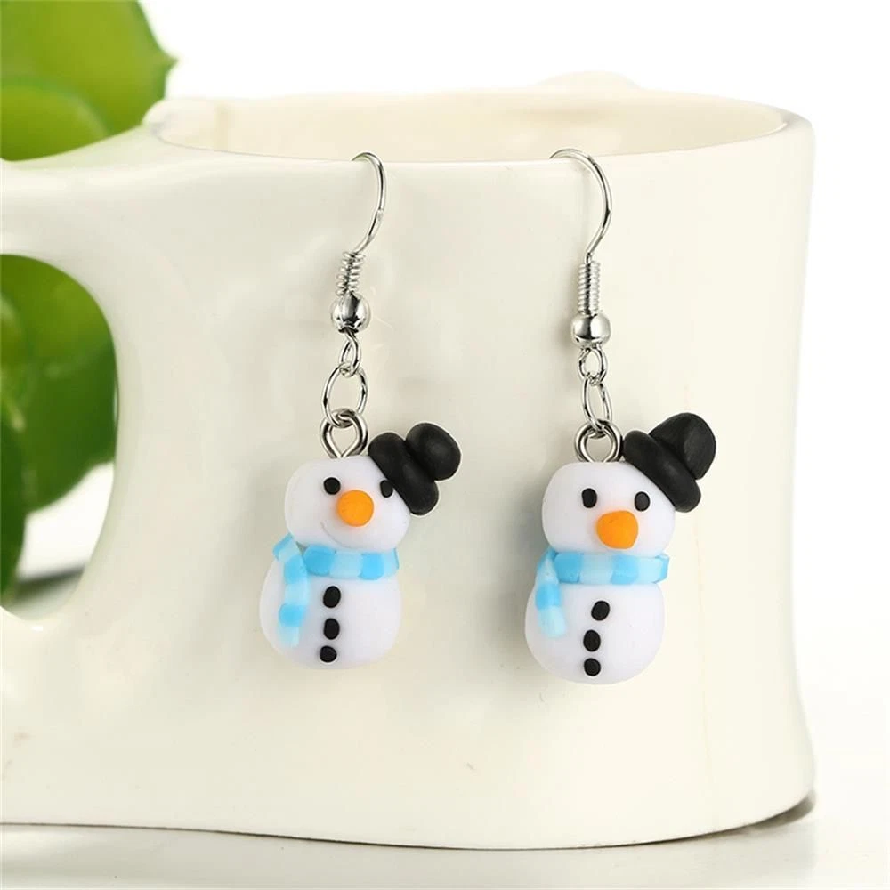 Polymer clay snowman sale earrings