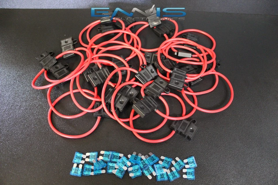 (100) 10 GAUGE ATC FUSE HOLDER W/ FUSE IN-LINE AWG WIRE COPPER 12 VOLT BLADE - Image 3 of 4