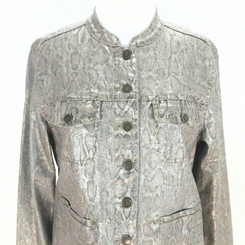 Veste Femme Dana Buchman Motif Serpent Python Doré - Taille 8, Occasion Très Bon état, Style Blouson Métallisé
