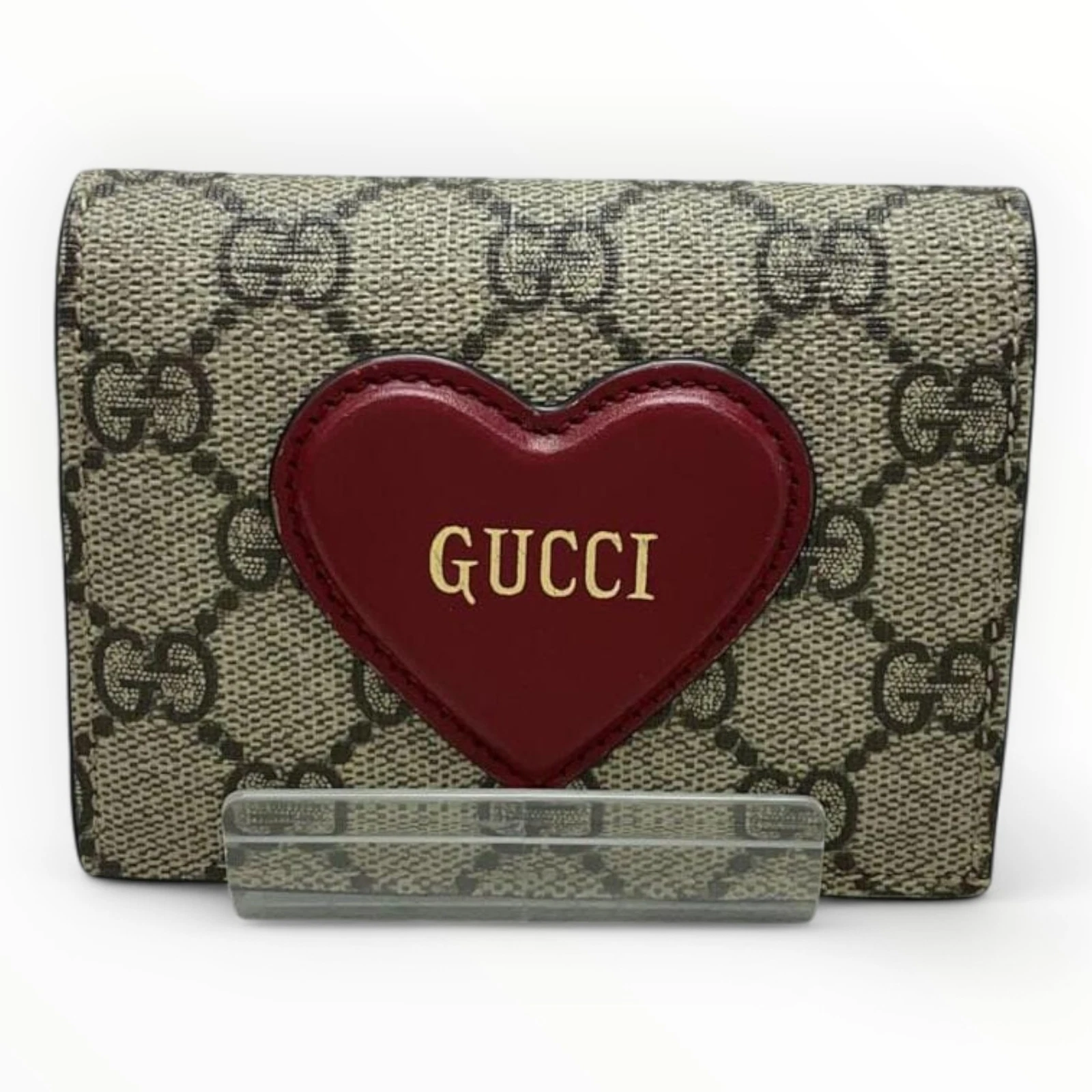 Portefeuille GUCCI GG Supreme PVC double pli authentique femme D:0,98” H:3,15” L:4,33” 8780