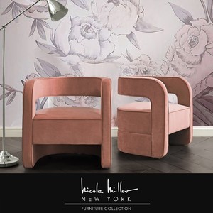 Details About Nicole Miller Neil Accent Chair Velvet Upholstered Open Back