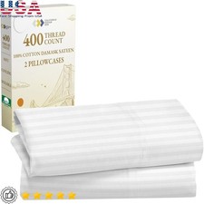 400 Thread Count Cotton Pillowcase Set Soft Breathable Durable Comfortable Sleep