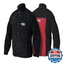 Lincoln Electric Unisex Adult Heavy Duty Leather Welding Jacket Black/Red