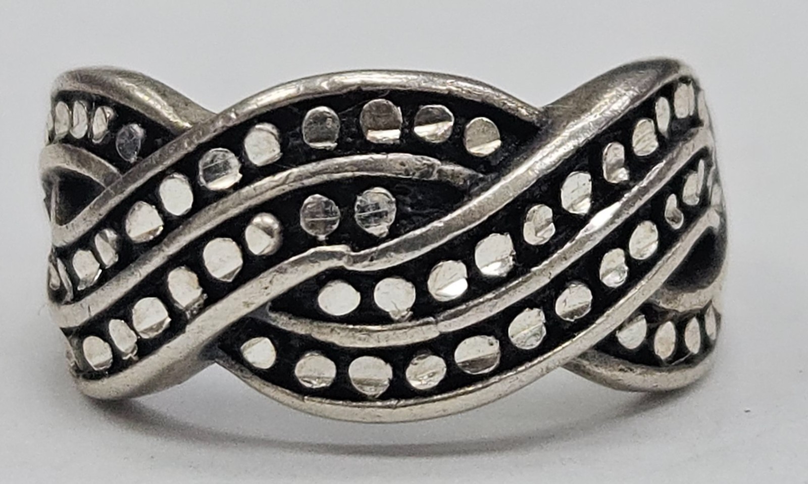 Silver Cloud Sterling silver Dot Design Crossover… - image 1