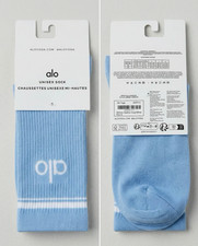 Alo Yoga Unisex Throwback Socks - Powder Blue / White - Small - New With Tags