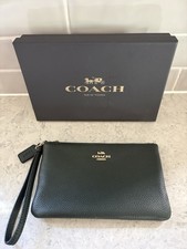 Coach Wristlet Polished pebble leather Brass/Amazon Green 22952