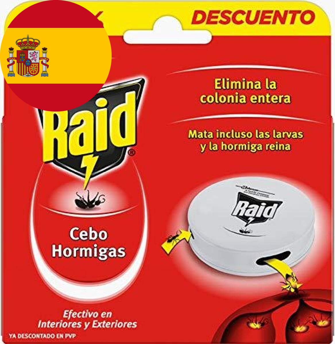 Raid ® Cebos - Trampa antihormigas, elimina la colonia de 1 Unit Antihormiga