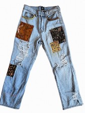 BDG Urban Outfitters Cowboy Jeans 27 Patchwork Distressed Boho Wide Leg