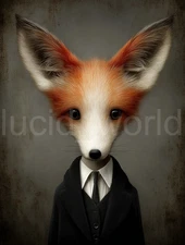 Fox in Suit Digital Art Download Printable AI Generated PNG File Art Wall Decor