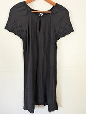 Old Navy Womens Dress Size M Eyelet Cottagecore Midi  Black Pastel Peasant Boho