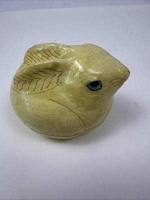 Small Vintage Handmade Paper Mache Bunny Rabbit Shaped Trinket Box