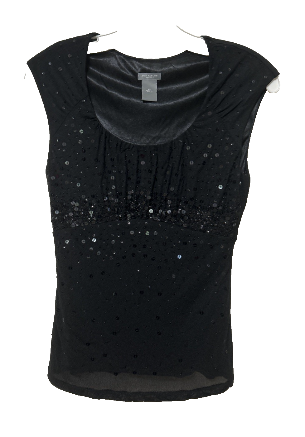 Ann Taylor Petites Black Sequin Sleeveless Blouse Size SP