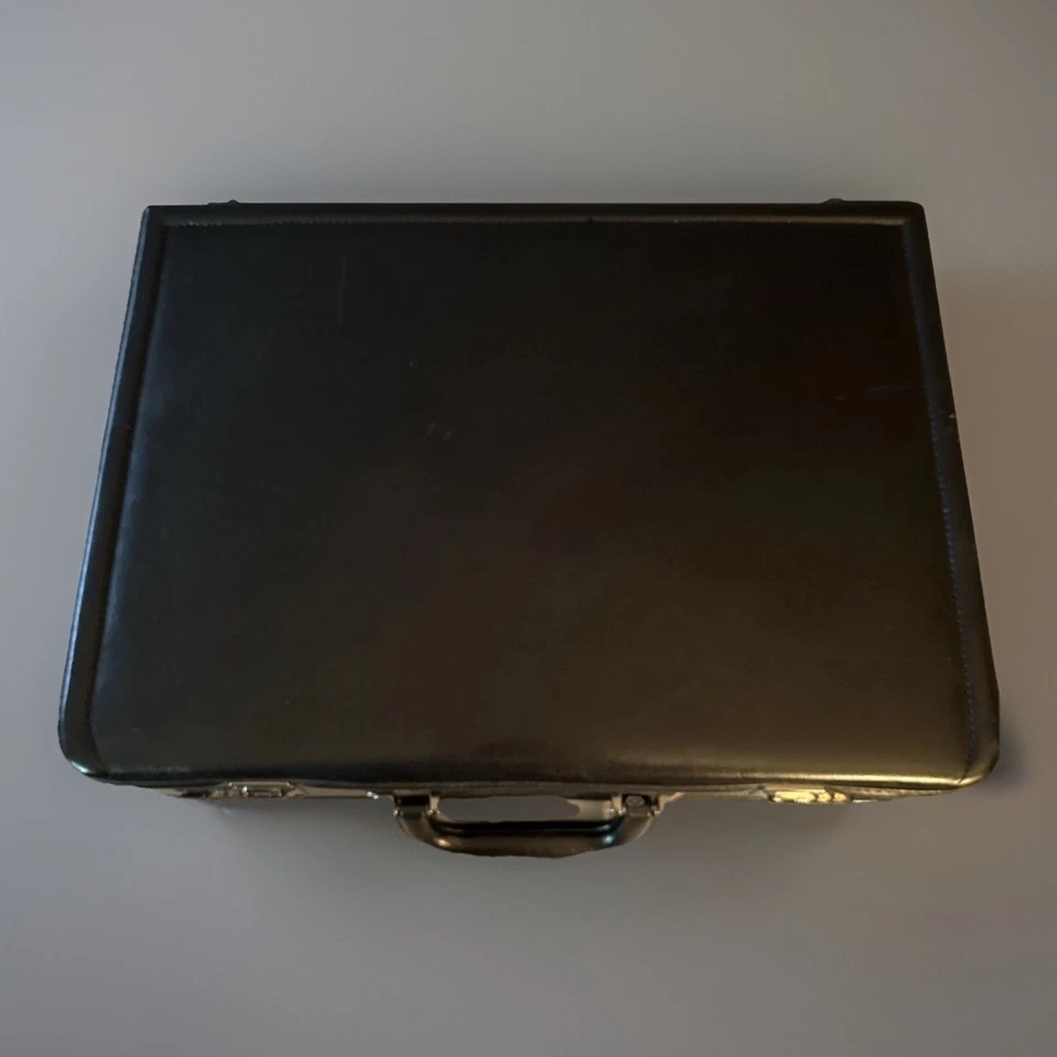 MALETÍN SAMSONITE DE CUERO NEGRO VINTAGE NÚMERO COMBO SIN USAR CON ACCESORIOS WOW Foto 4 de 4