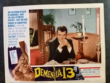 Tarjeta de vestíbulo original DEMENTIA 13 con William Campbell y Luana Anders 1963