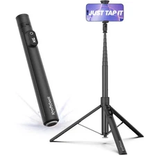 KraftGeek 66" Phone Tripod Selfie Stick, Black, Remote, For iPhone & Cellphone