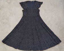 Tommy Hilfiger Polka Dot Dress Fit & Flare Womens 14 Flutter Cap Sleeves New